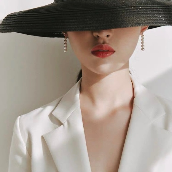 Pearl bar dangle earrings - Picture 2 of 6